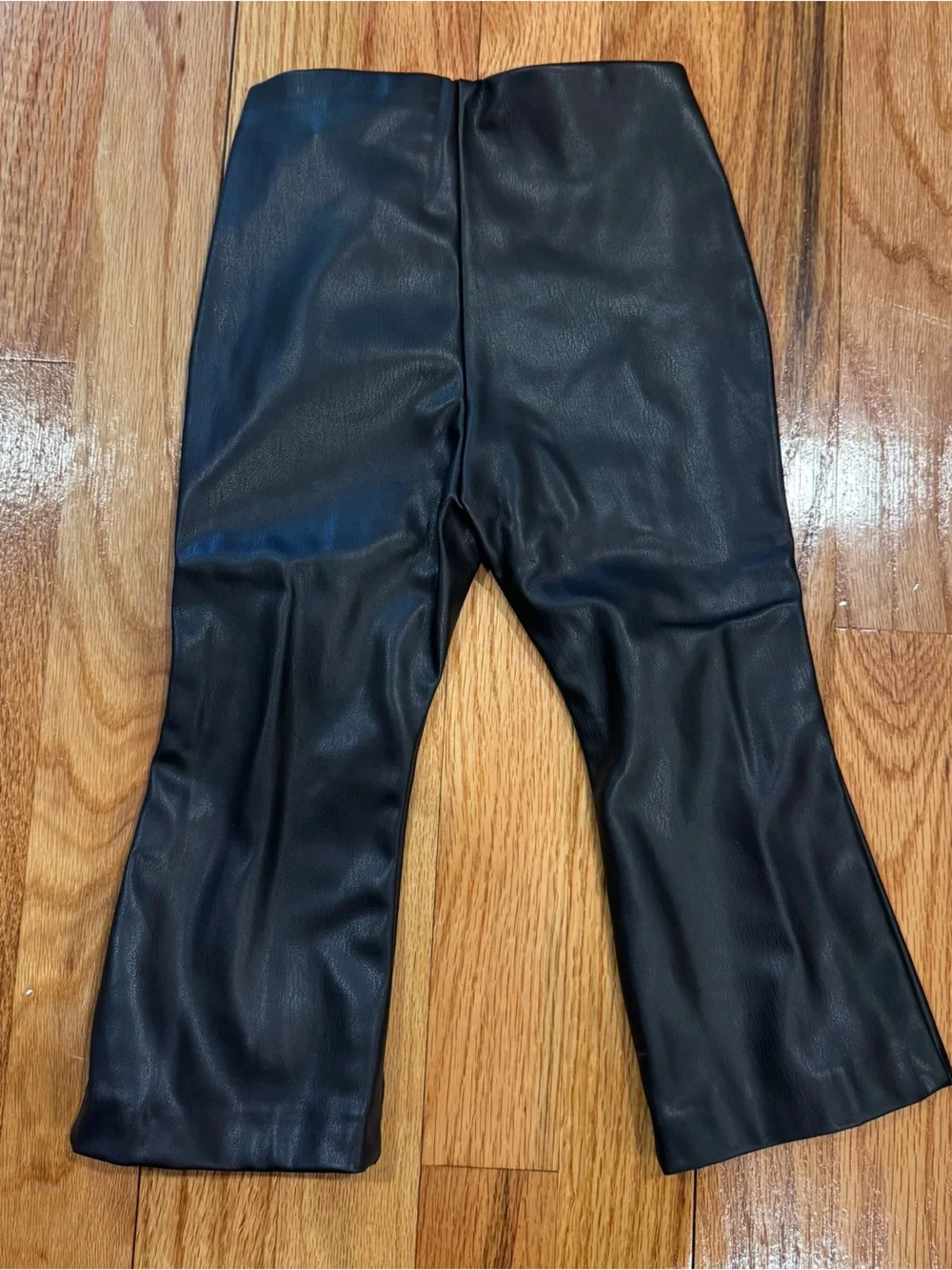 Zara Black Faux Leather Flared Leggings with Elastic Waistband